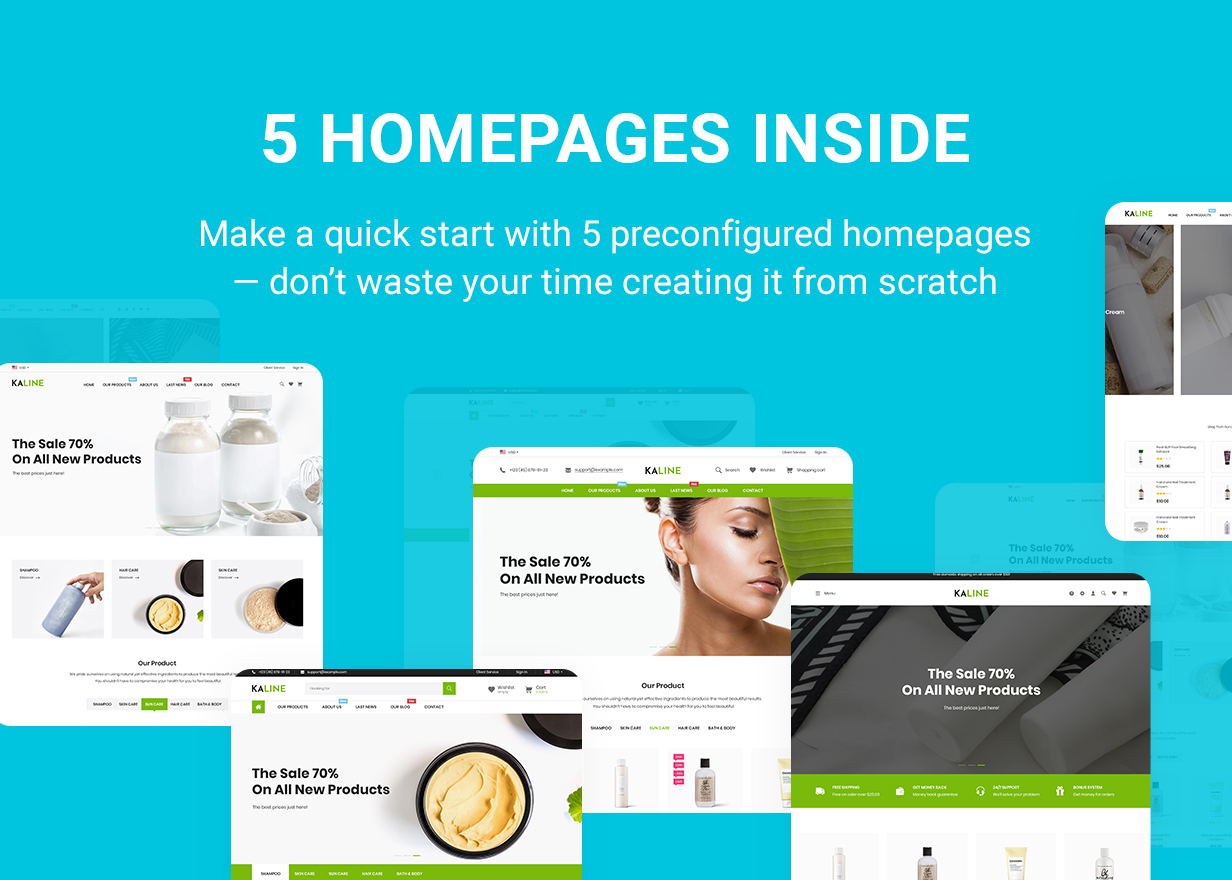 5 homepage layouts: Make a quick start with 9 preconfigured homepages — don’t waste your time creating it from scratch