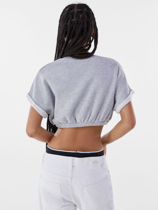 Short sleeve sweatshirt with turn-up detail