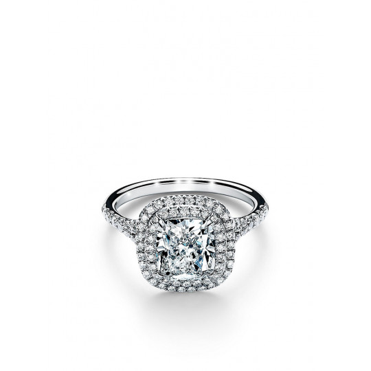 Engagement Ring with a Diamond Platinum Band