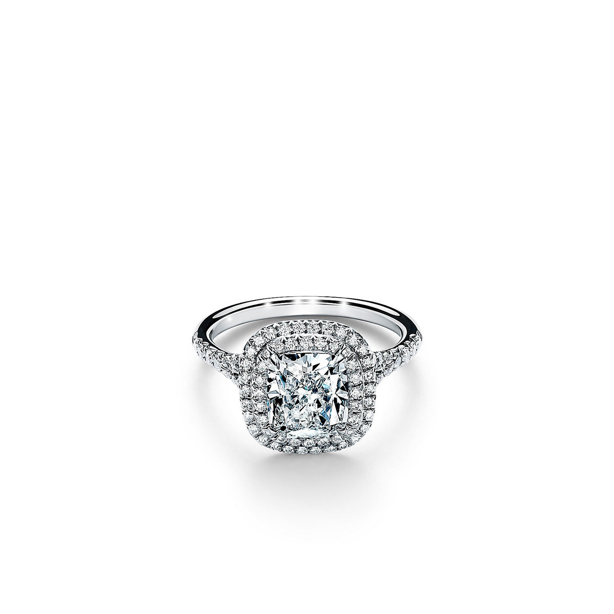 Engagement Ring with a Diamond Platinum Band