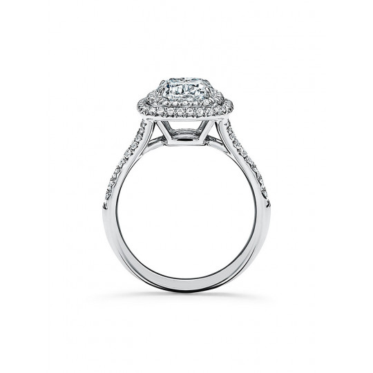 Engagement Ring with a Diamond Platinum Band