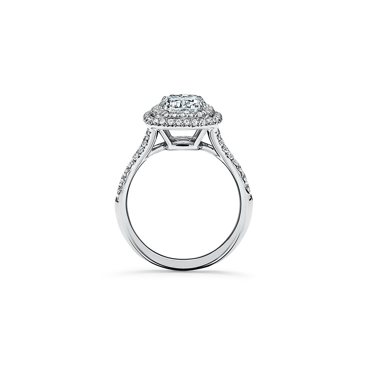 Engagement Ring with a Diamond Platinum Band