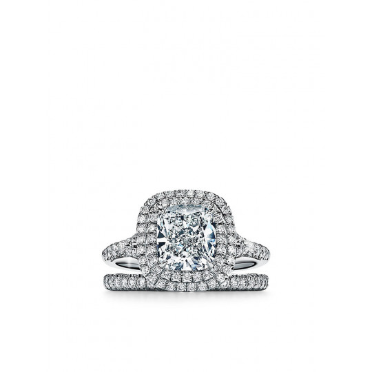 Engagement Ring with a Diamond Platinum Band