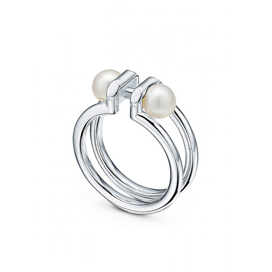 Double Pearl Ring in Sterling Silver