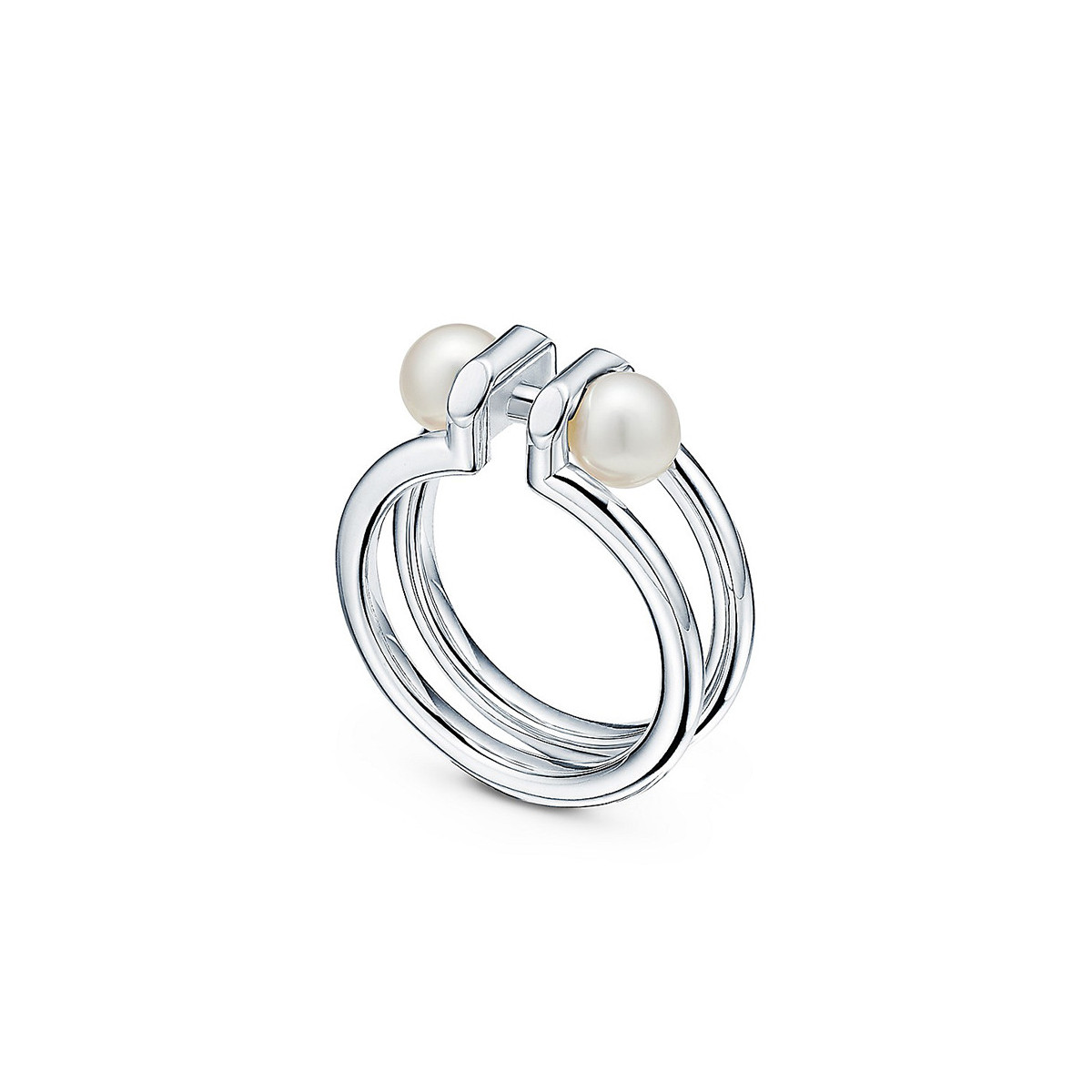 Double Pearl Ring in Sterling Silver