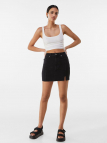 High-waist denim mini skirt