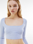 Sweater with square neckline and chest detail