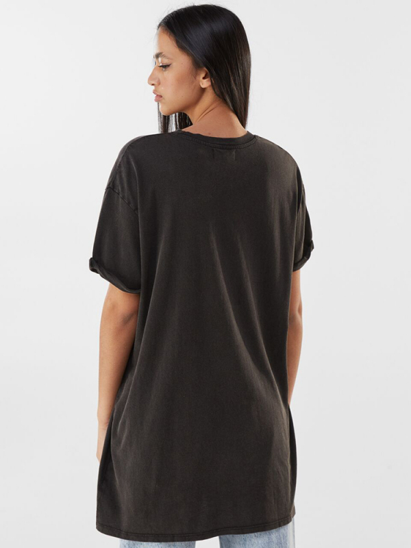 Drapey contrast-stitch long sleeve top