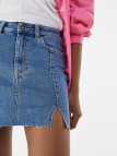 High-waist denim mini skirt