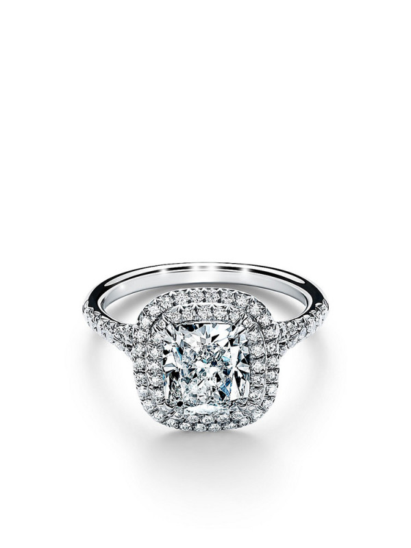 Engagement Ring with a Diamond Platinum Band