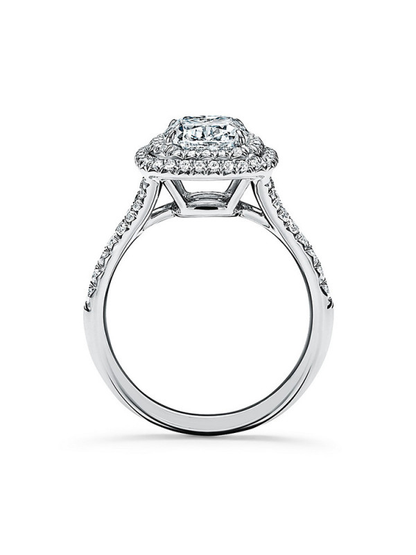 Engagement Ring with a Diamond Platinum Band