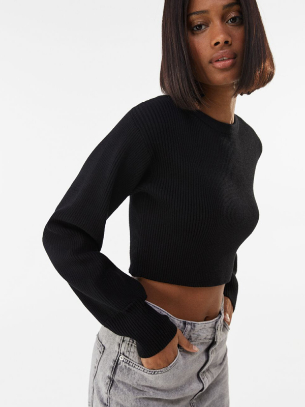 Open knit cropped sweater